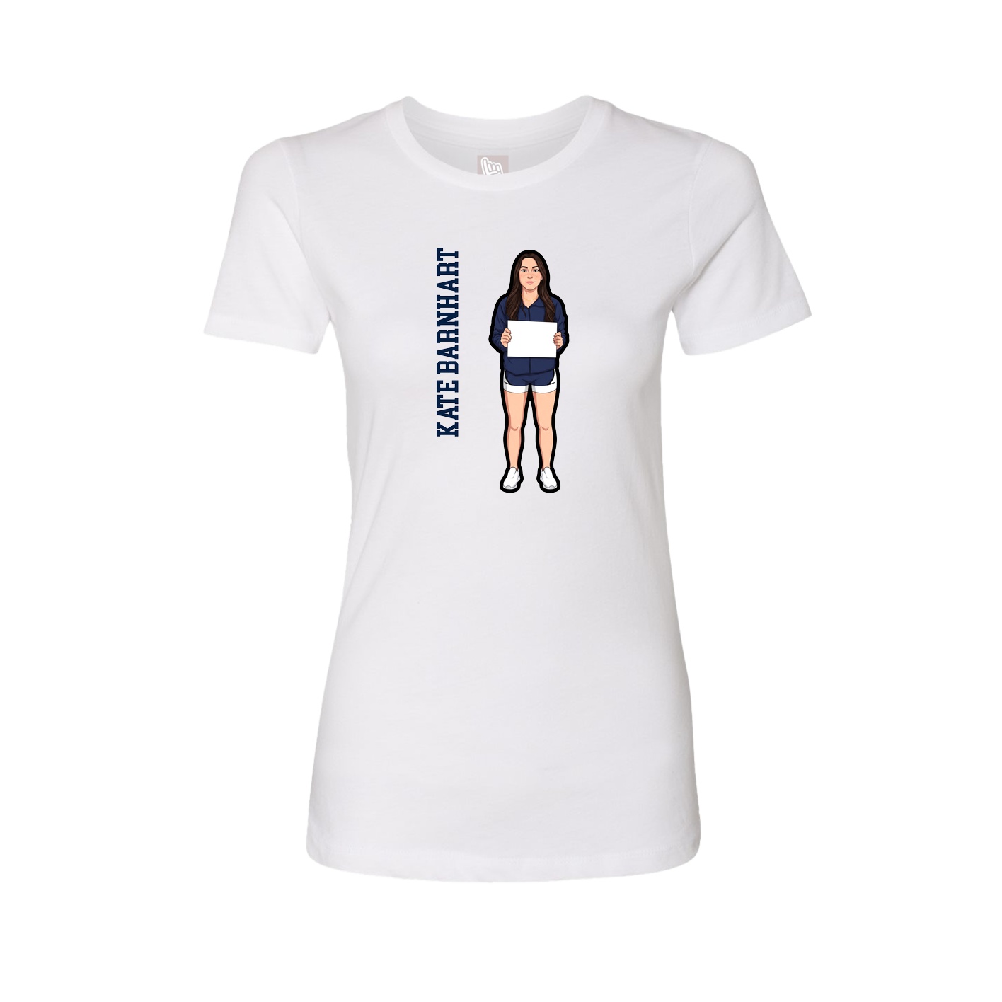 Womens Tee — Name Vertical in White