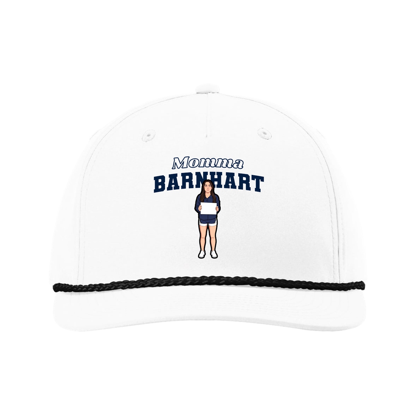 Five-Panel Classic Rope Cap — Mothers Day Block in White
