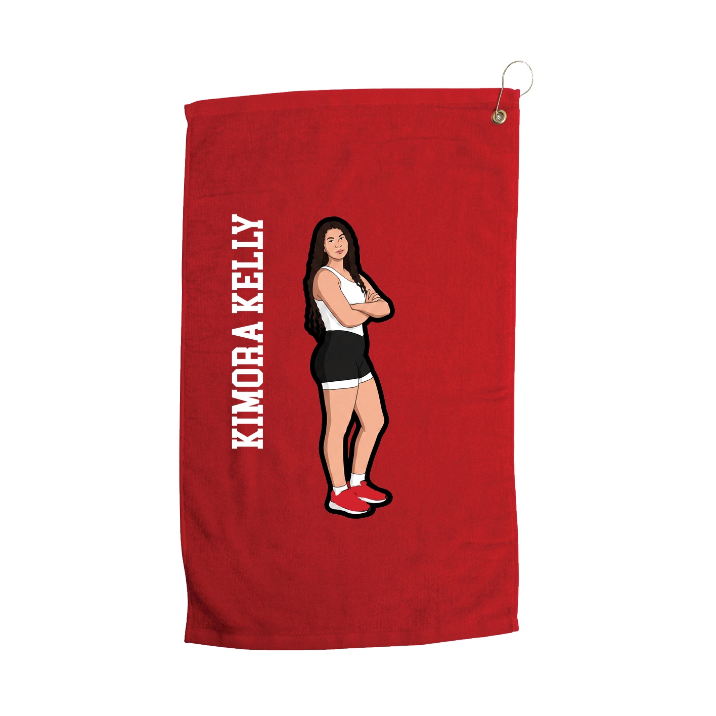 Golf Towel — Name Vertical in Red