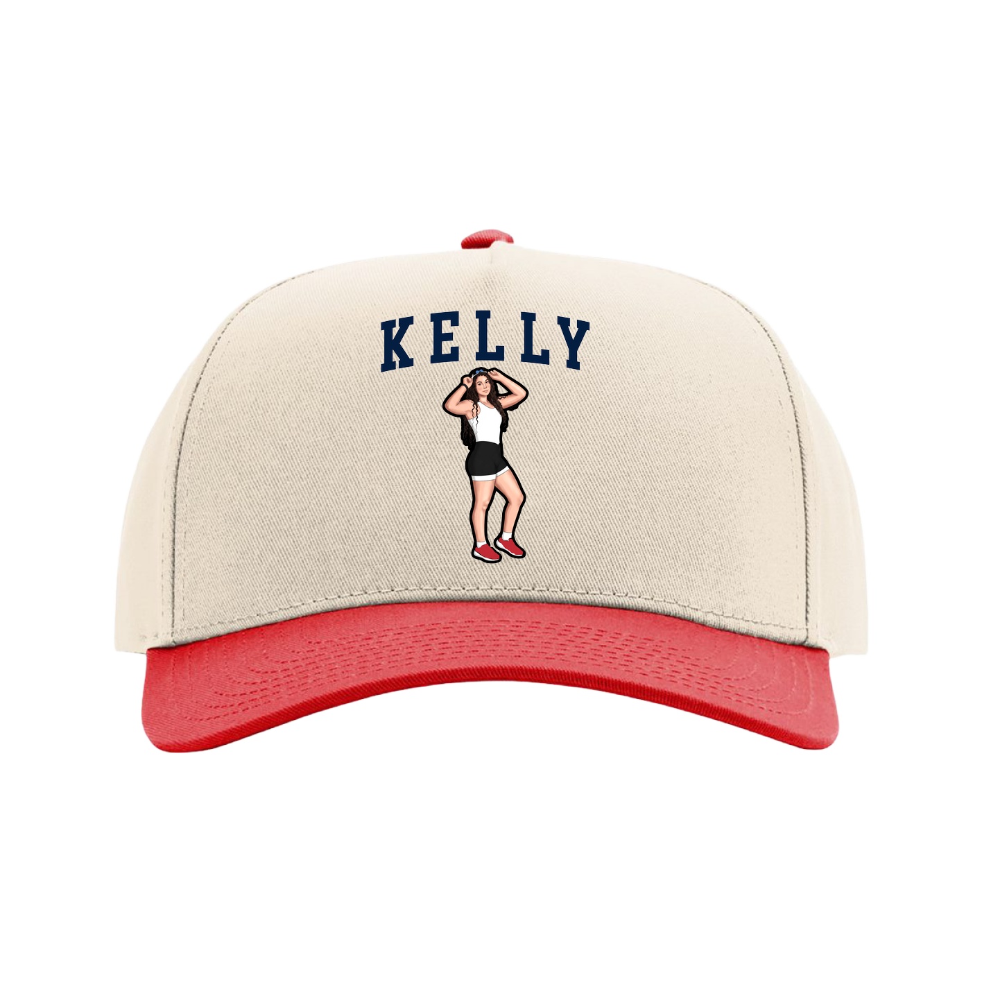 Full Fabric Five-Panel Champ Cap — Shirsey in Cream/Red
