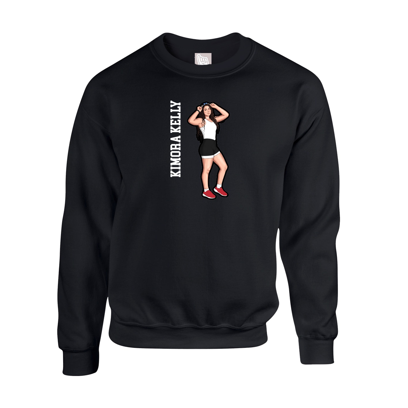 Fleece Crew — Name Vertical in Black