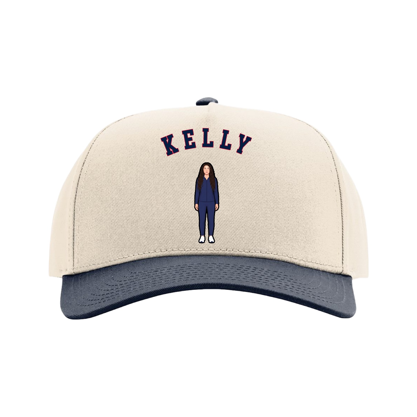 Full Fabric Five-Panel Champ Cap — Shirsey Arch in Cream/Navy