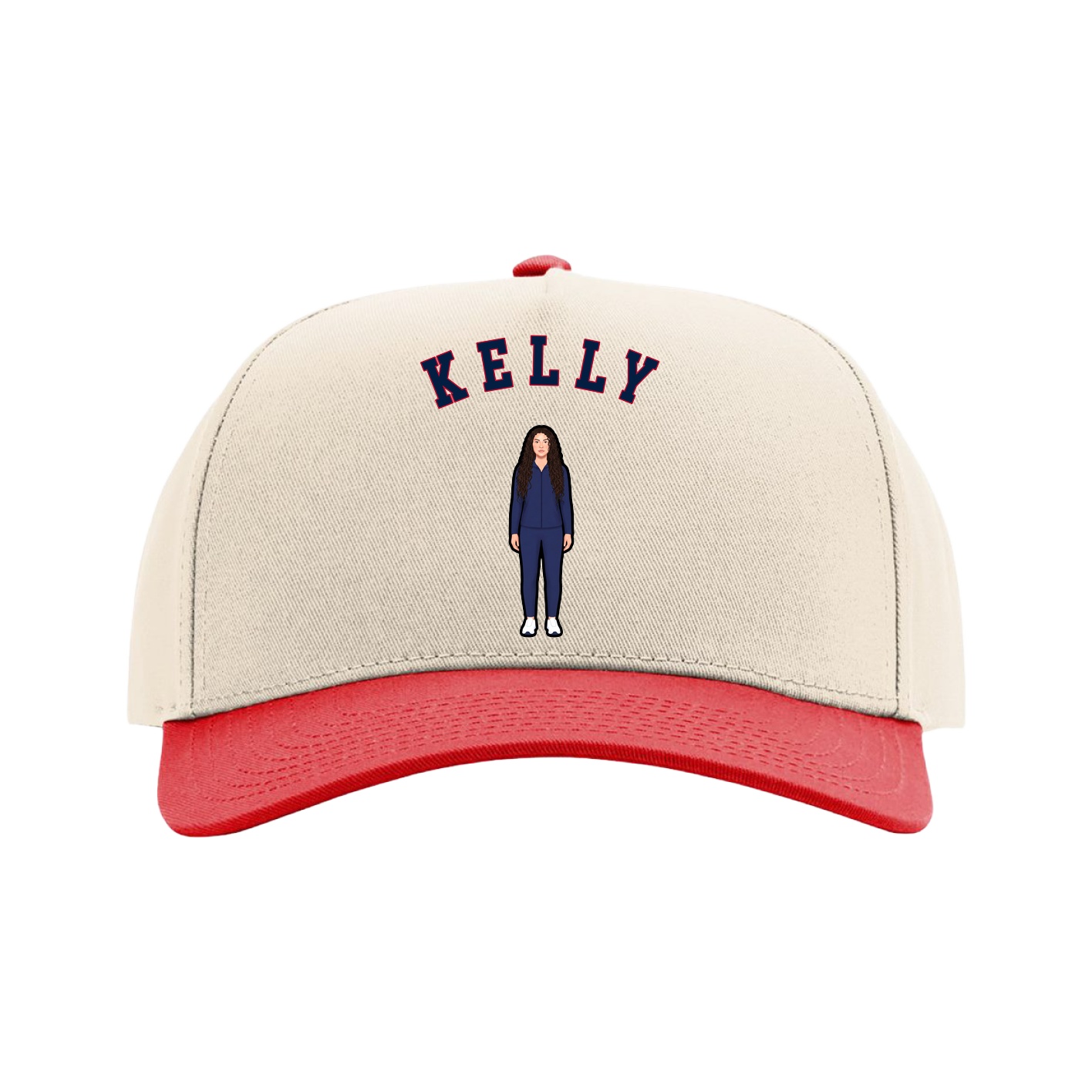 Full Fabric Five-Panel Champ Cap — Shirsey Arch in Cream/Red