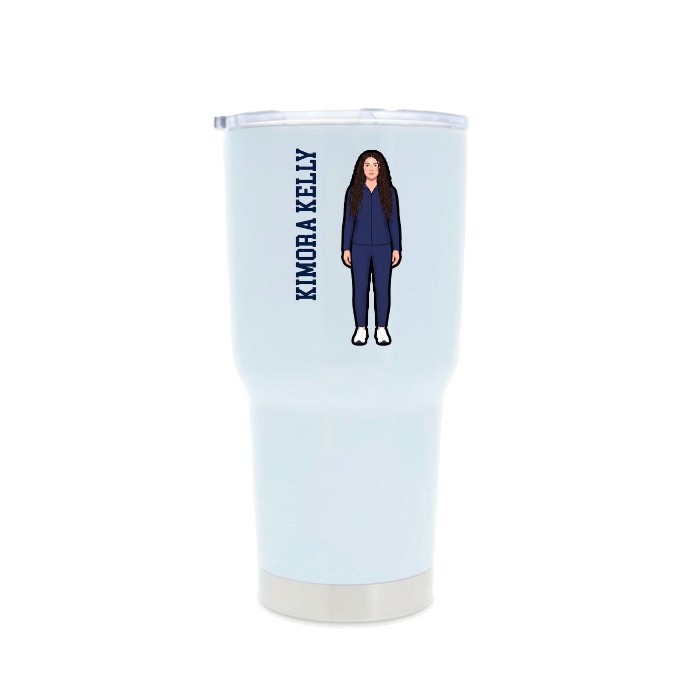 30oz Stainless Steel Tumbler — Name Vertical in White