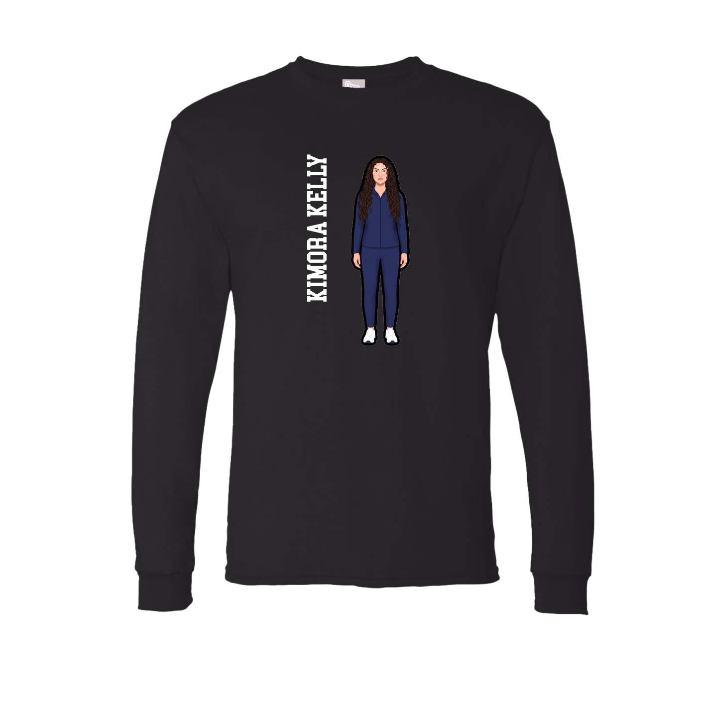 Long Sleeve Tee — Name Vertical in Black