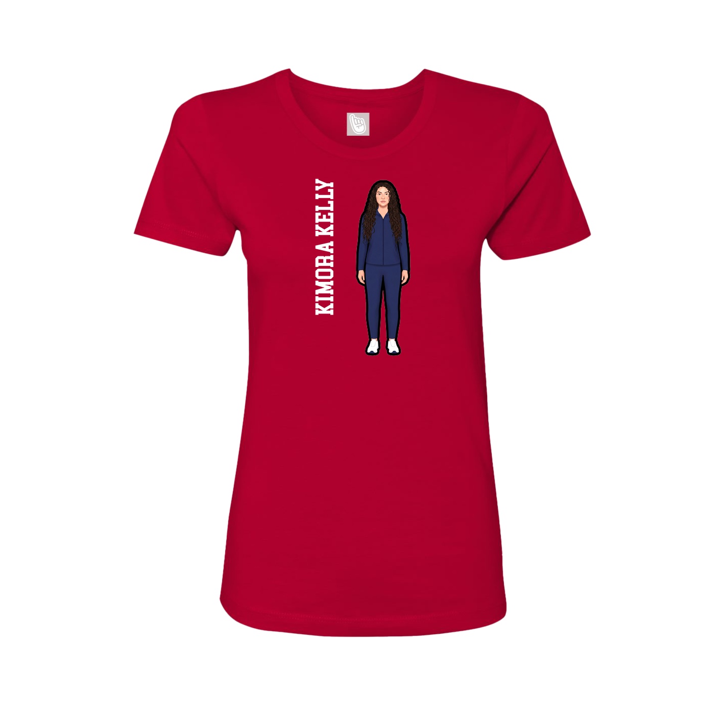 Fitted Women's Tee — Name Vertical in Red
