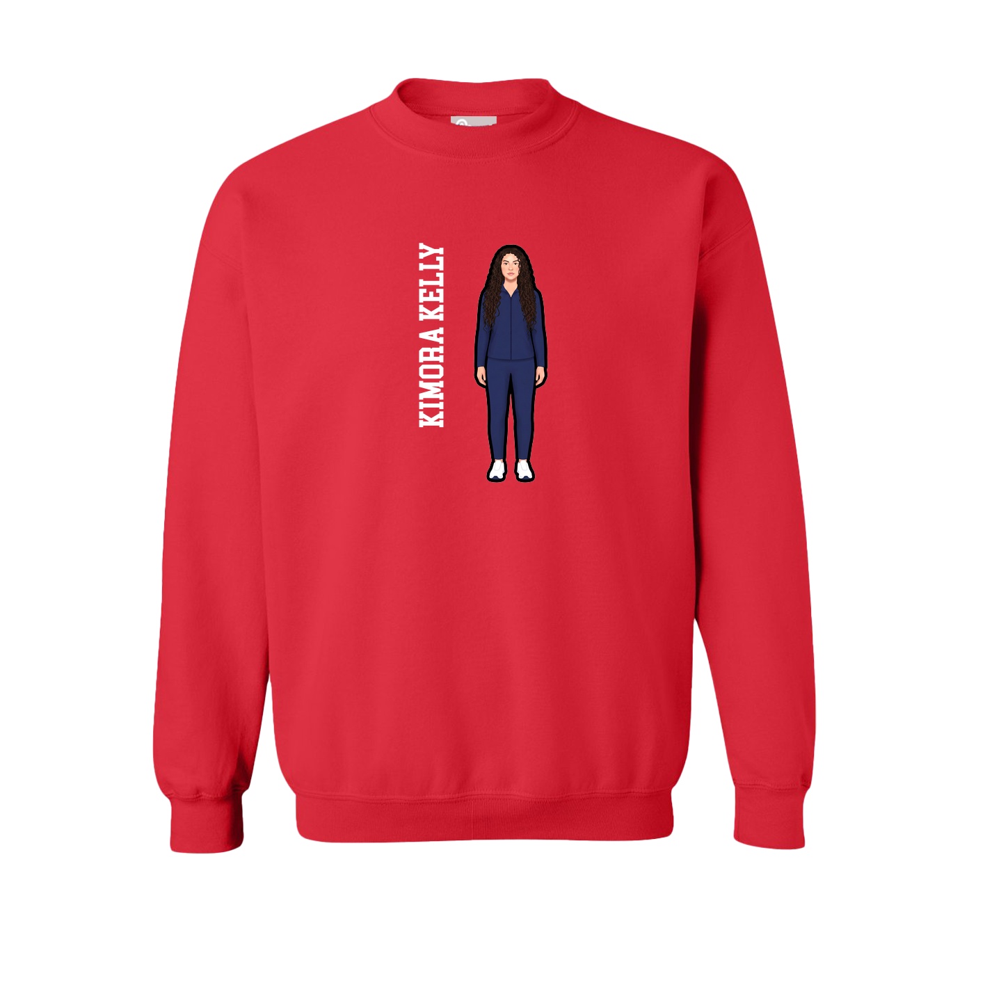 Fleece Crew — Name Vertical in Red