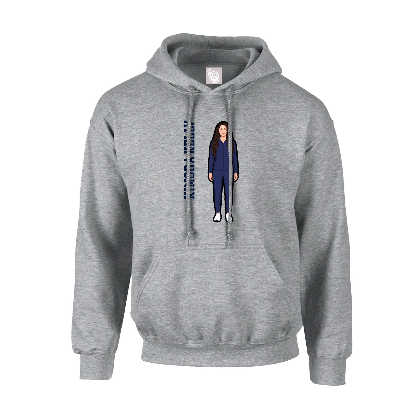 Youth Hoodie — Name Vertical in Grey