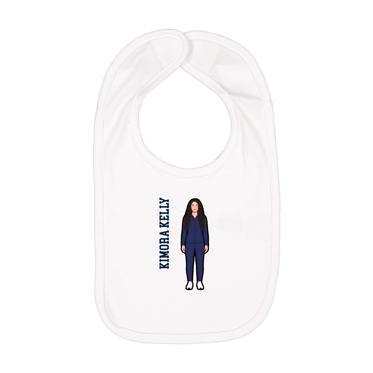 Infant Bib — Name Vertical in White
