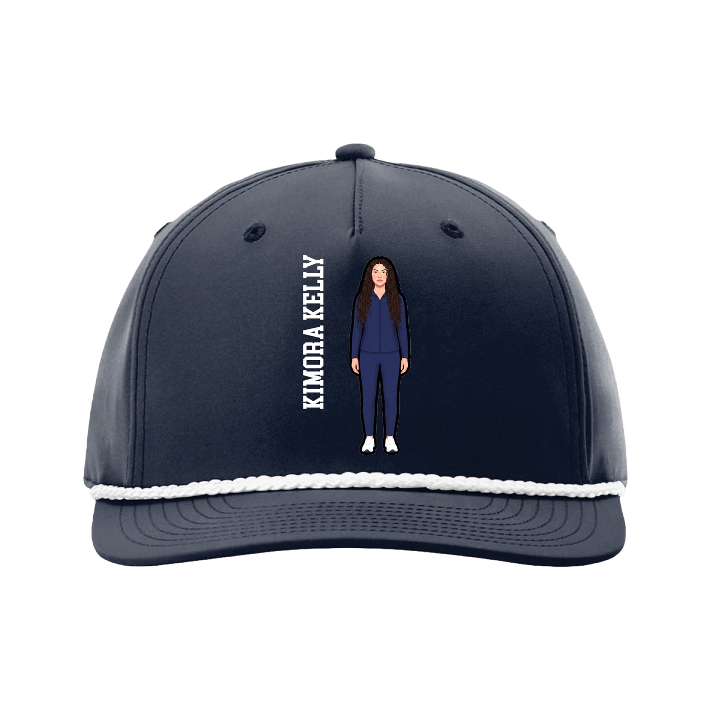 Five-Panel Classic Rope Cap — Name Vertical in Navy