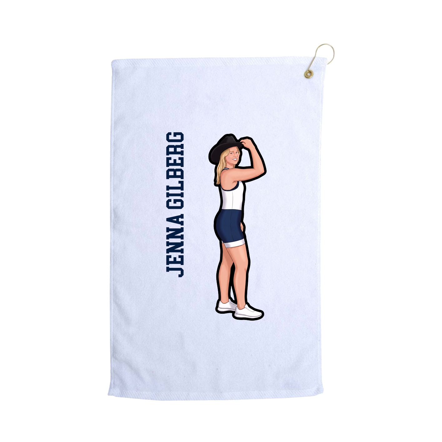 Golf Towel — Name Vertical in White