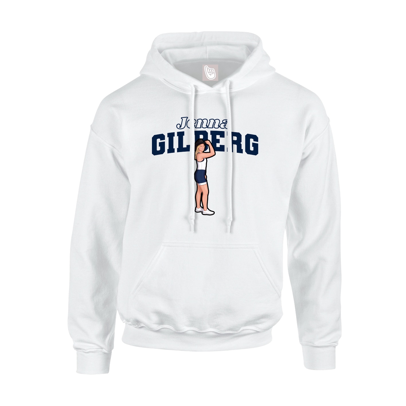 Youth Hoodie — Name Arch in White