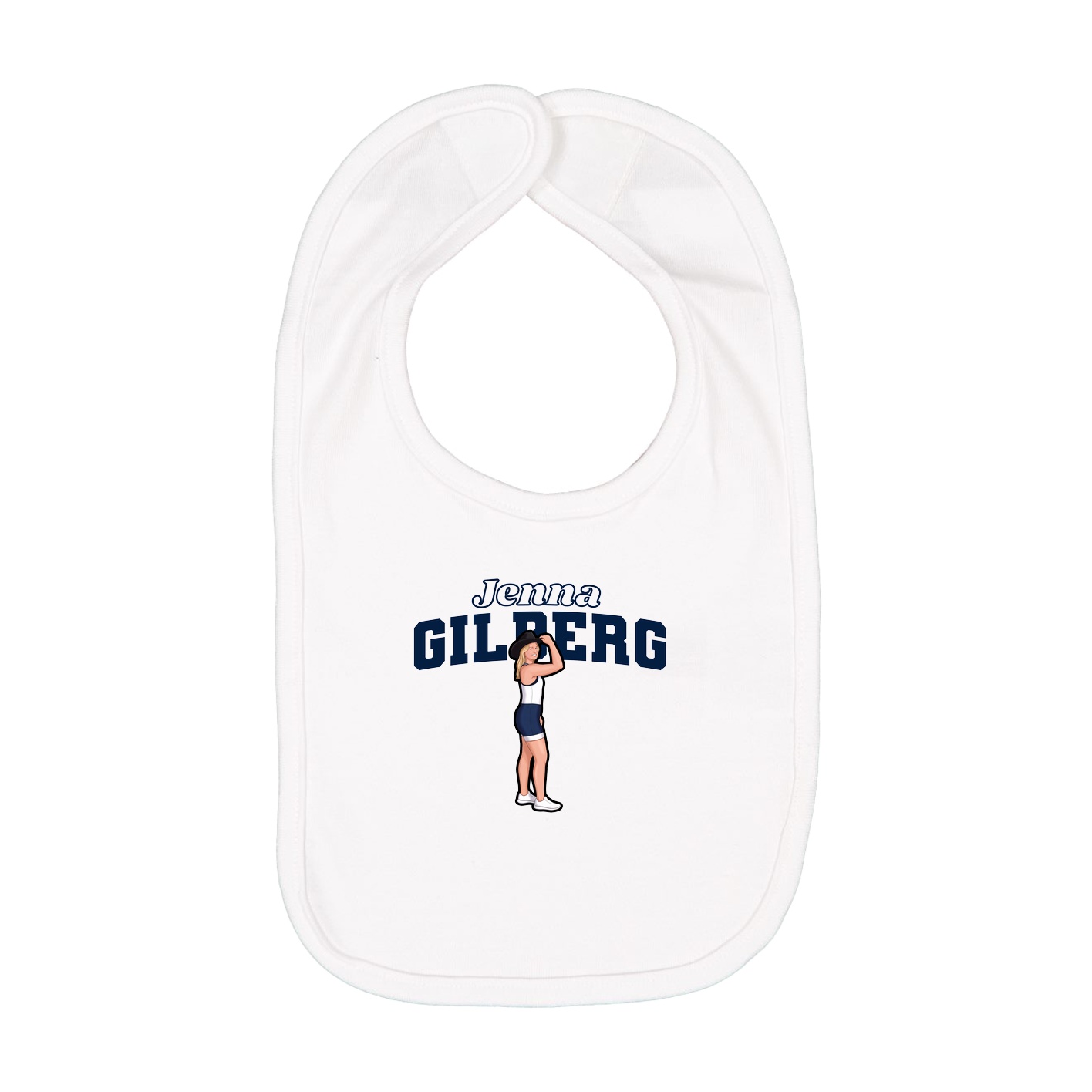 Infant Bib — Name Arch in White