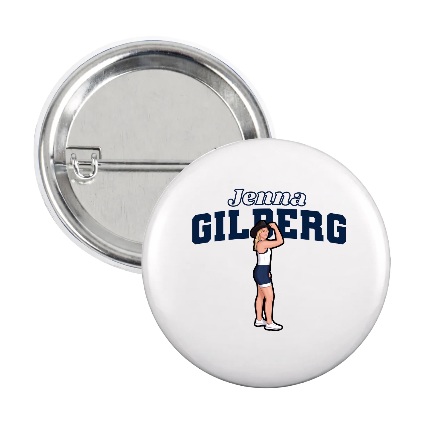 Game Day Button — Name Arch in White