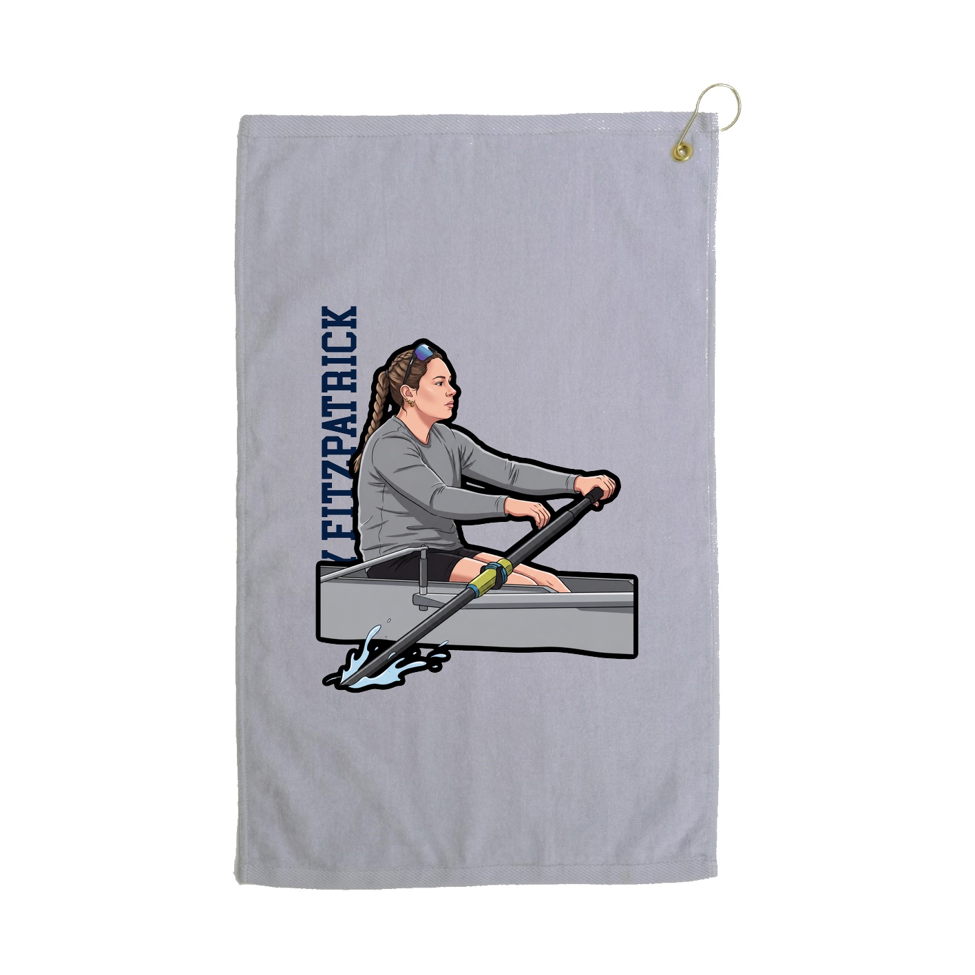 Golf Towel — Name Vertical in Grey