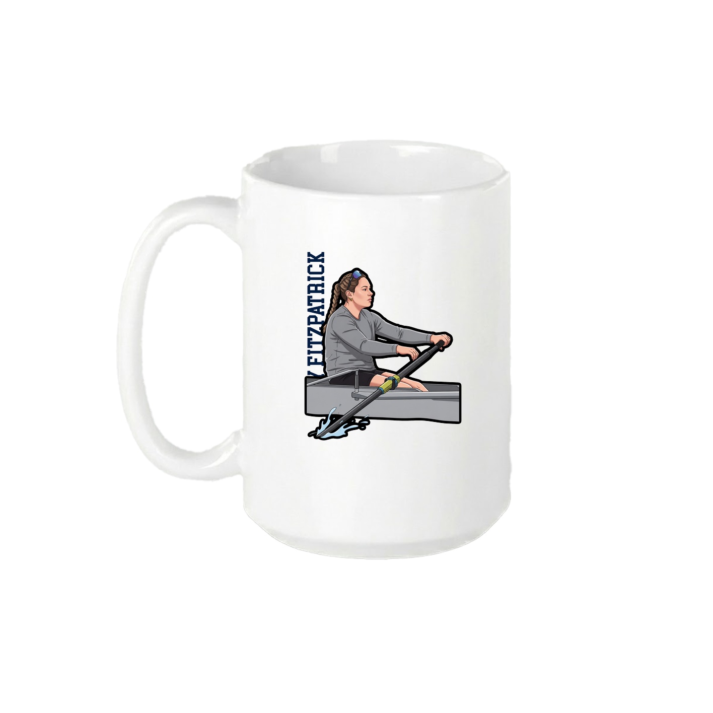 15oz Coffee Mug — Name Vertical in White