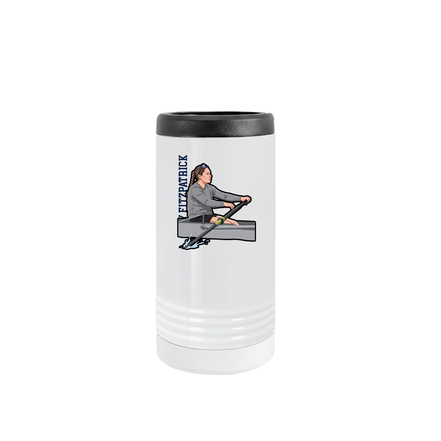Slim Beverage Holder — Name Vertical in White