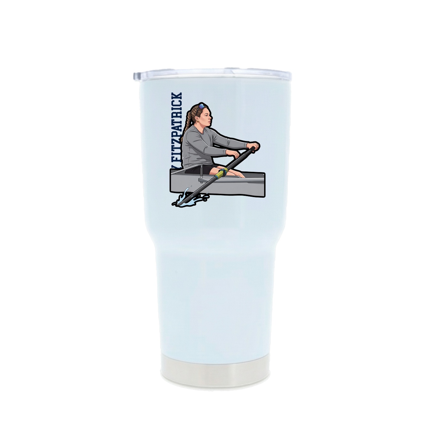30oz Stainless Steel Tumbler — Name Vertical in White