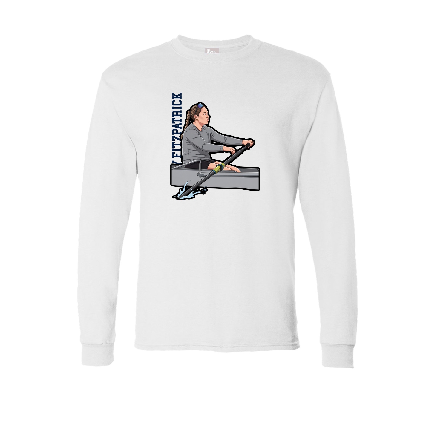 Long Sleeve Tee — Name Vertical in White