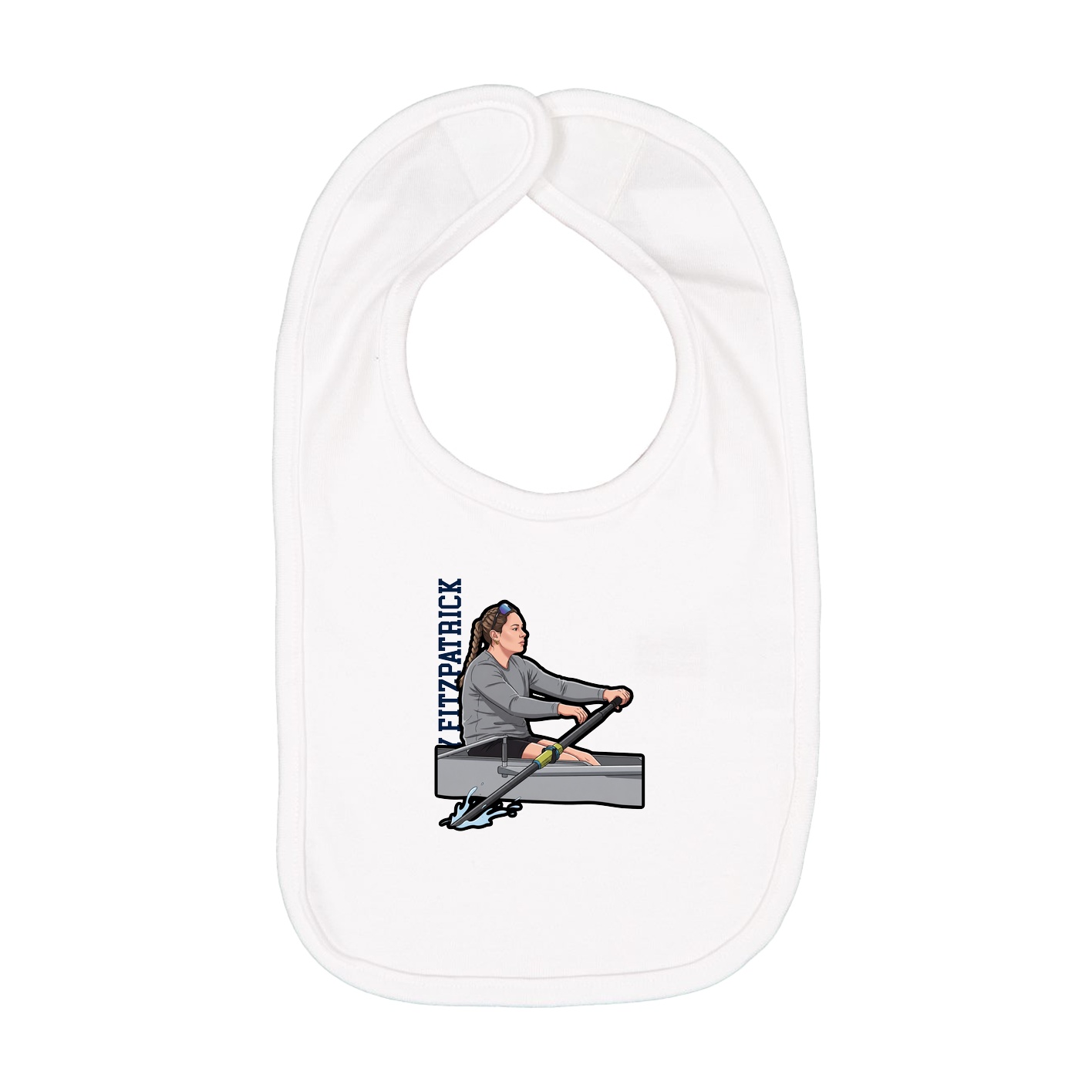 Infant Bib — Name Vertical in White