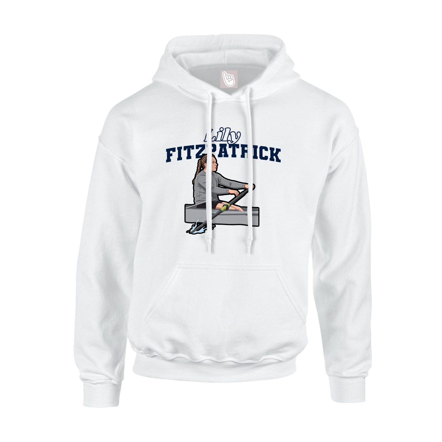 Youth Hoodie — Name Arch in White