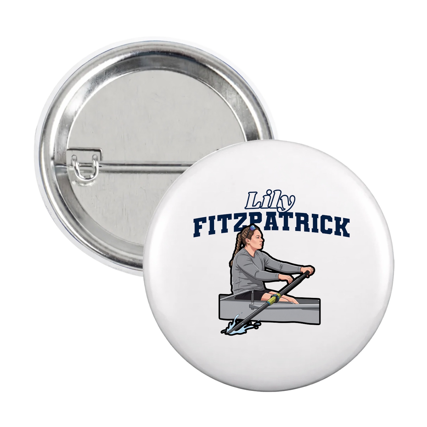 Game Day Button — Name Arch in White