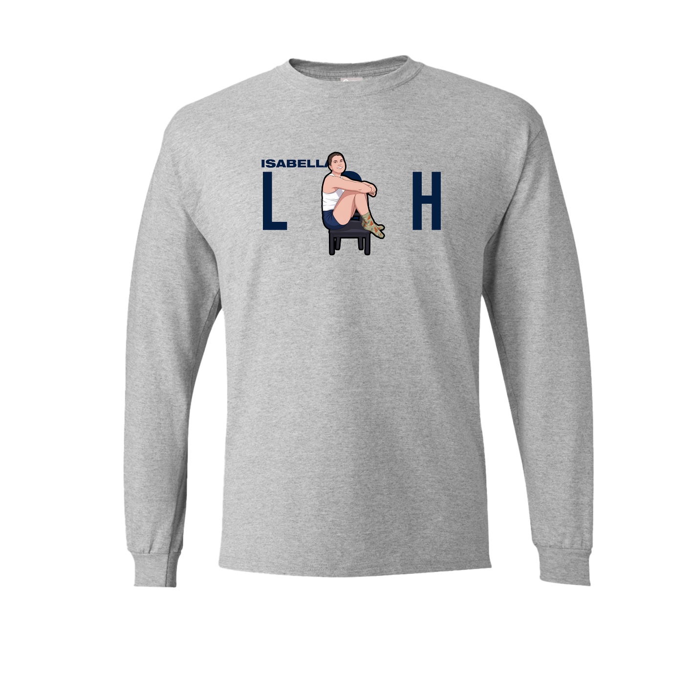 Long Sleeve Tee — Player Name in Grey