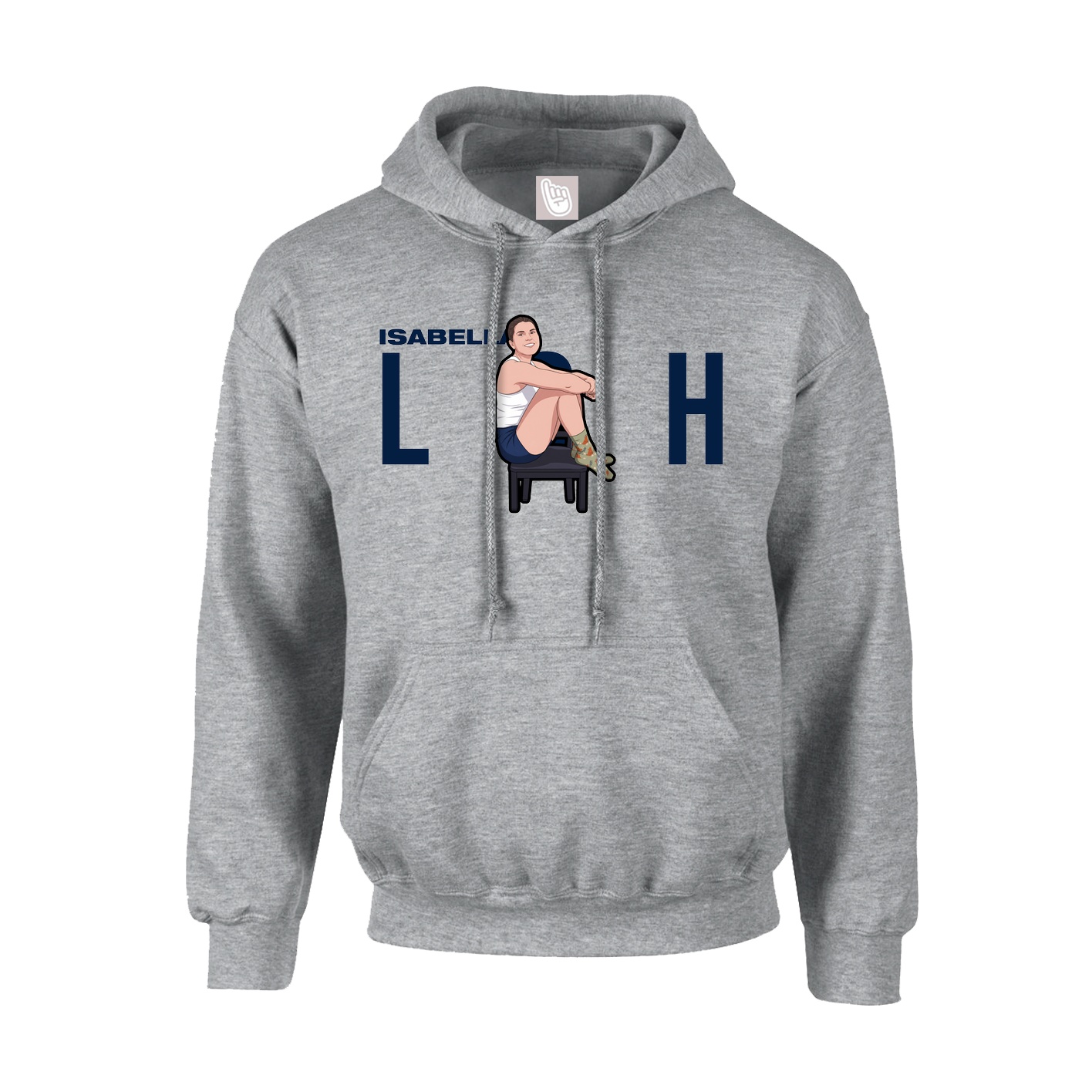 Hoodie — Player Name in Grey