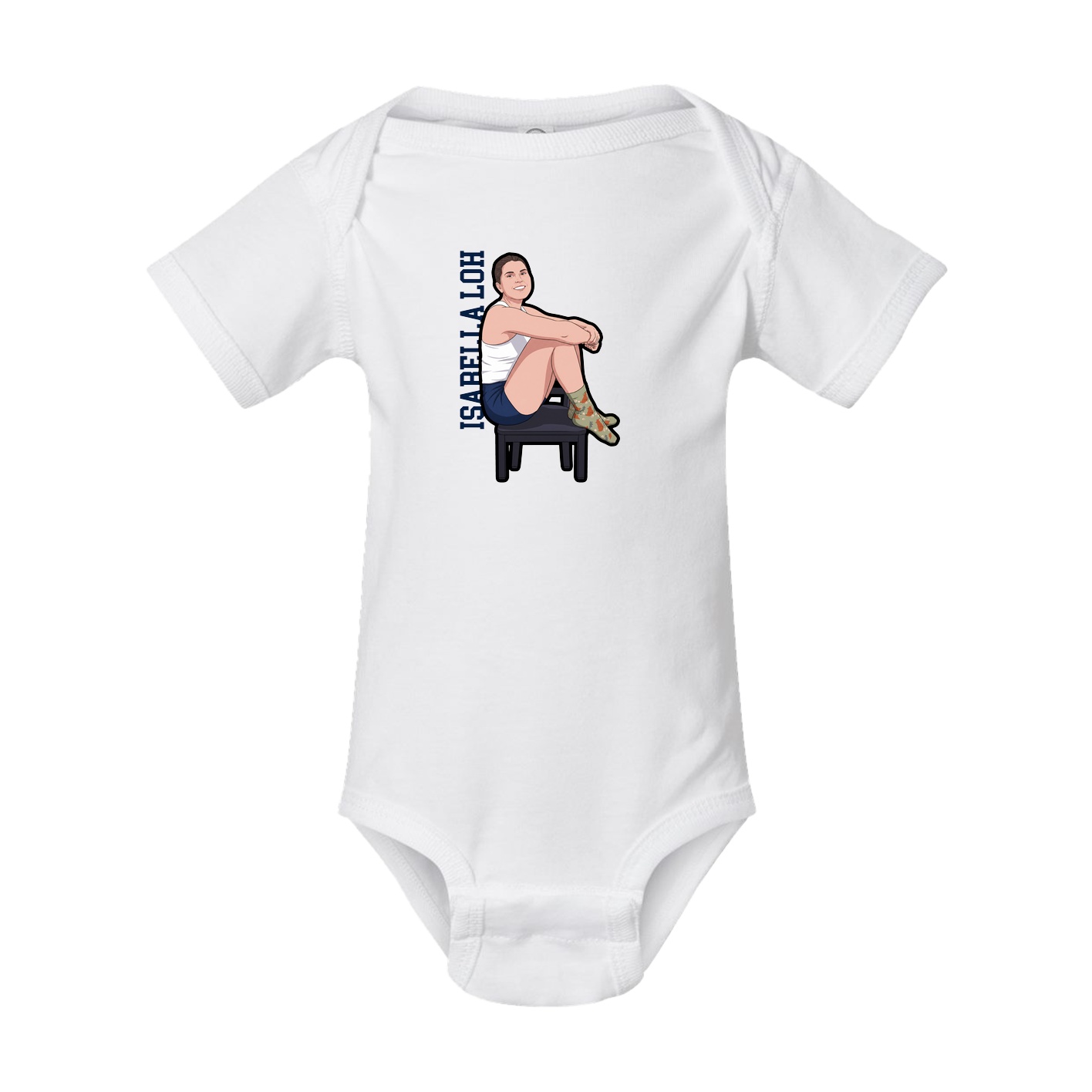 Baby Onesie — Name Vertical in White