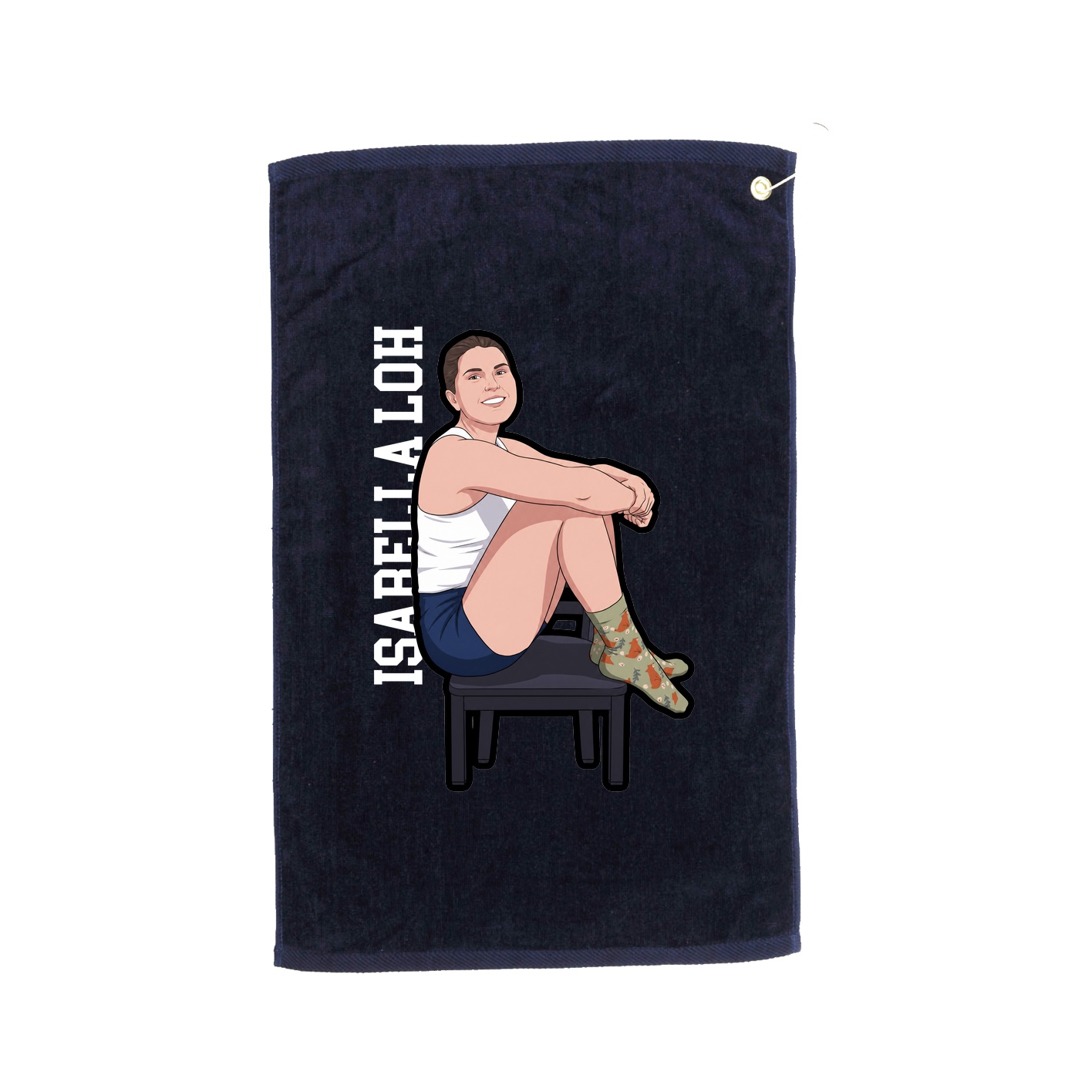Golf Towel — Name Vertical in Navy