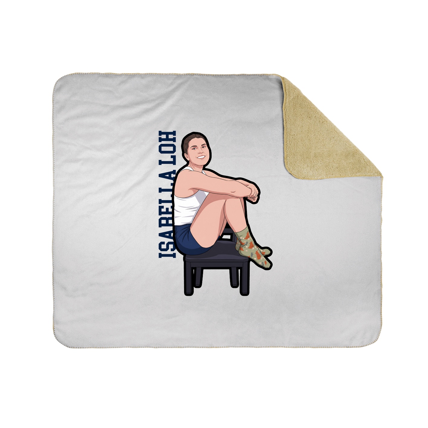 Throw Blanket — Name Vertical in White
