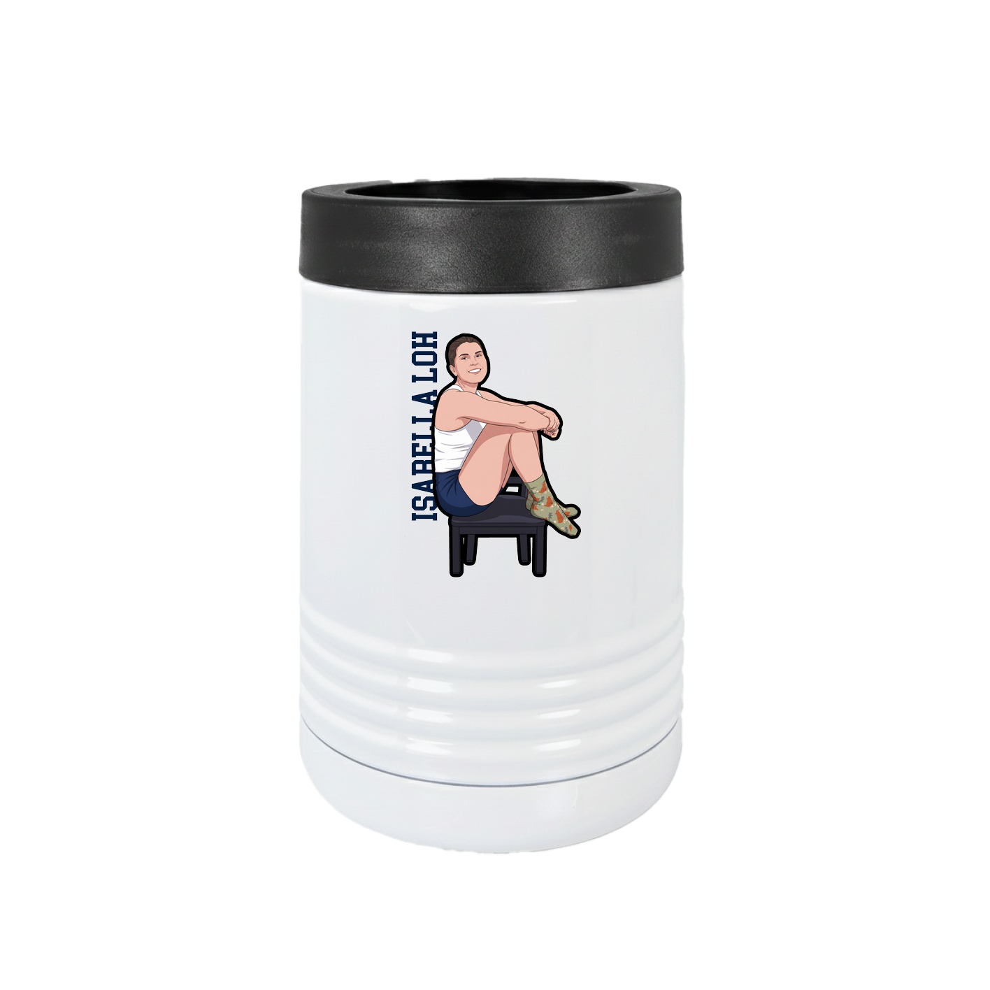 Beverage Holder — Name Vertical in White