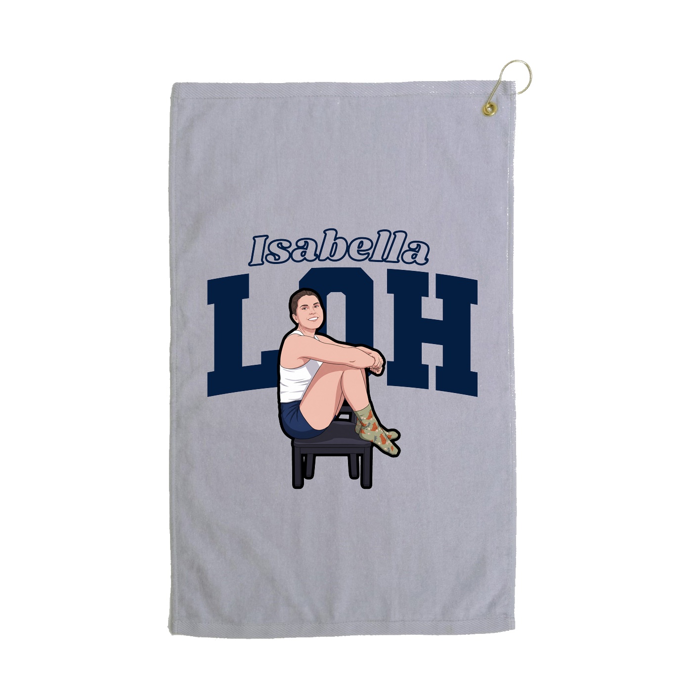 Golf Towel — Name Arch in Grey