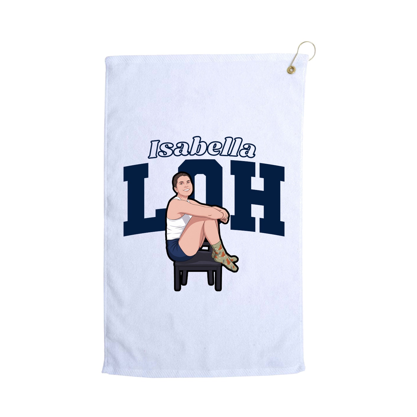 Golf Towel — Name Arch in White