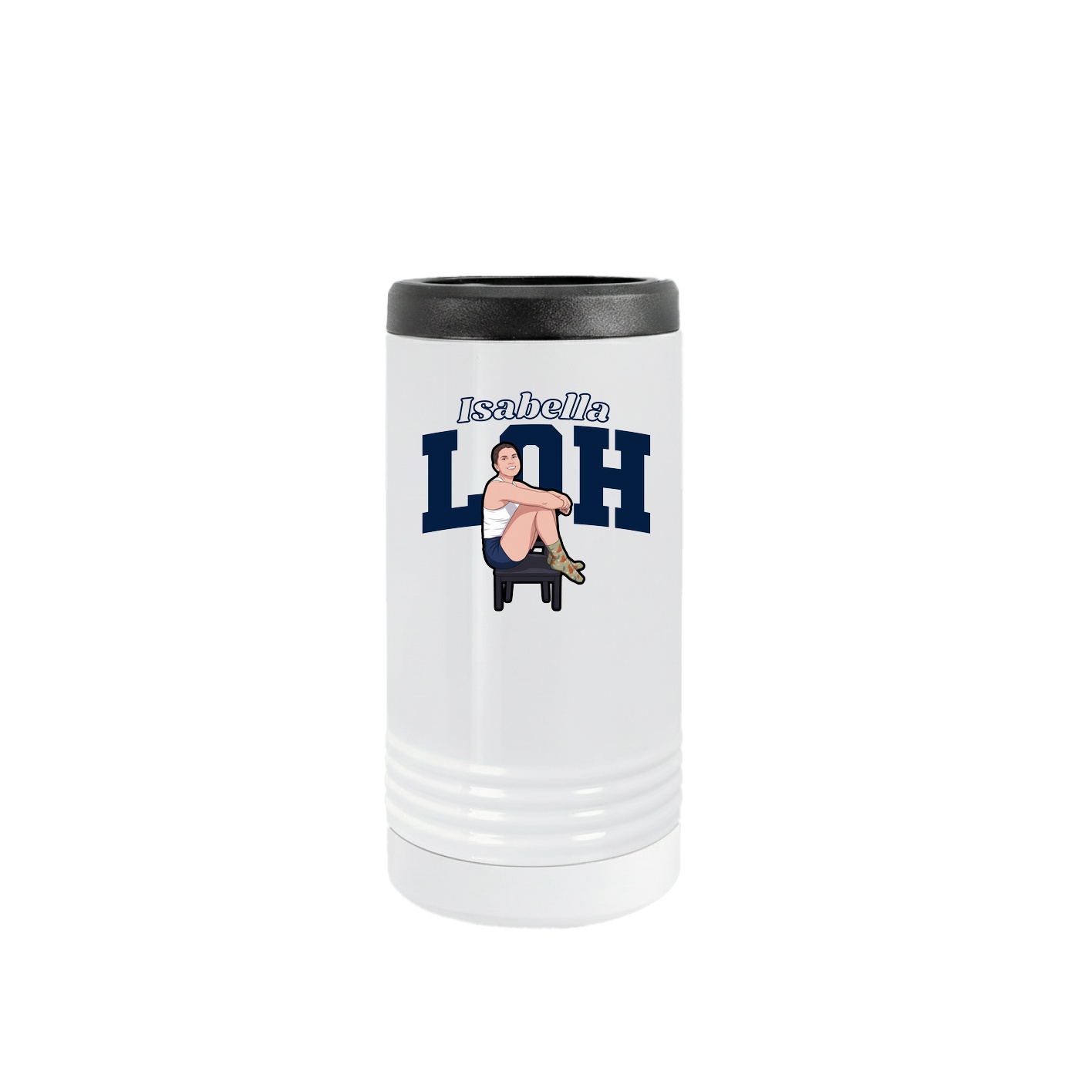 Slim Beverage Holder — Name Arch in White