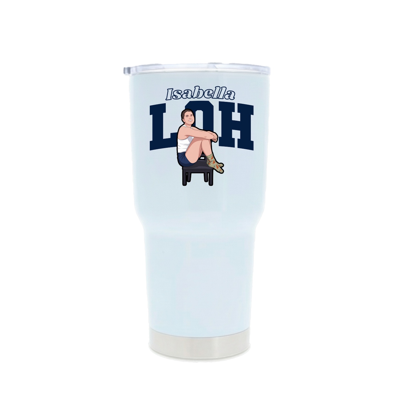 30oz Stainless Steel Tumbler — Name Arch in White
