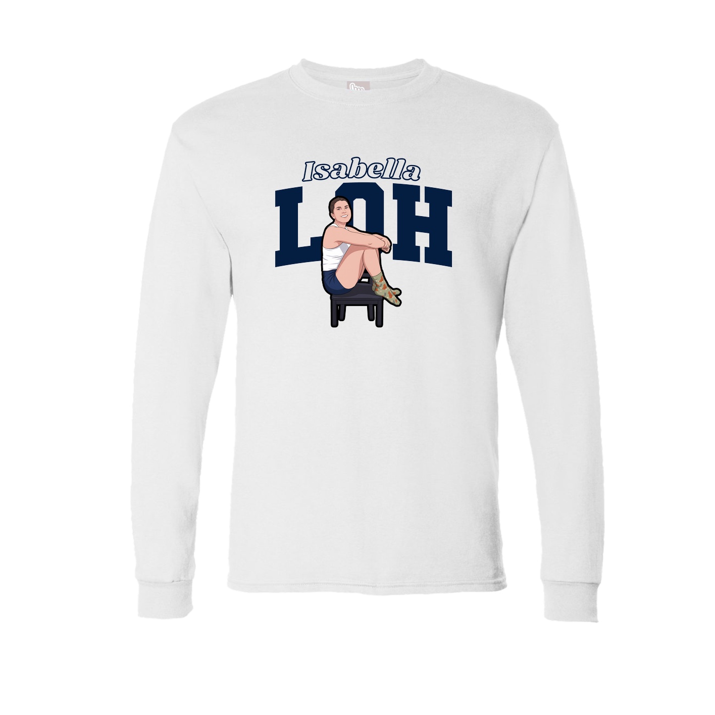 Long Sleeve Tee — Name Arch in White