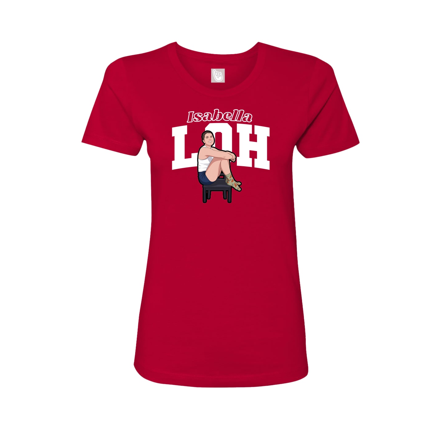Fitted Women's Tee — Name Arch in Red