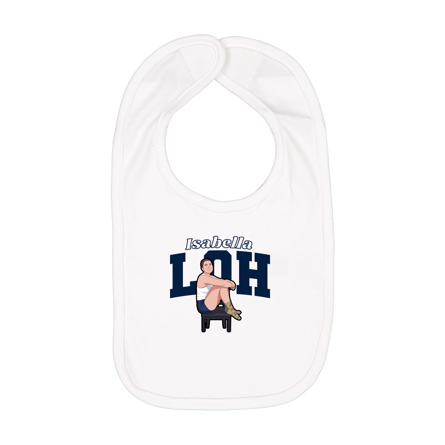 Infant Bib — Name Arch in White