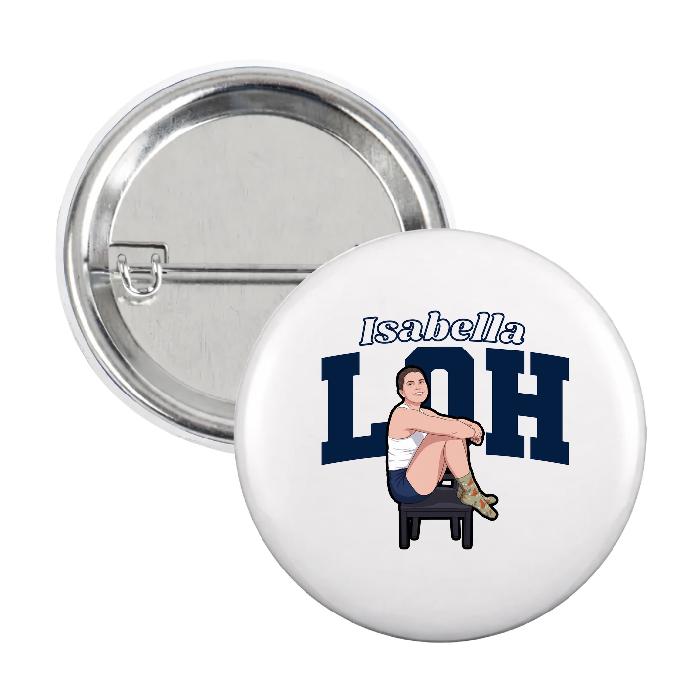 Game Day Button — Name Arch in White