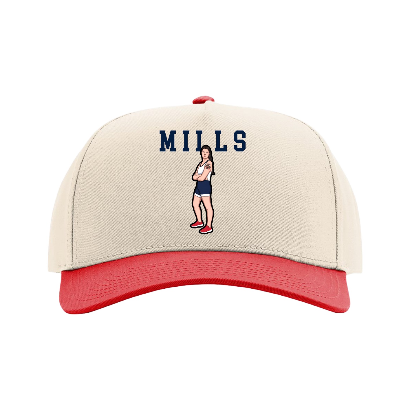 Full Fabric Five-Panel Champ Cap — Shirsey in Cream/Red