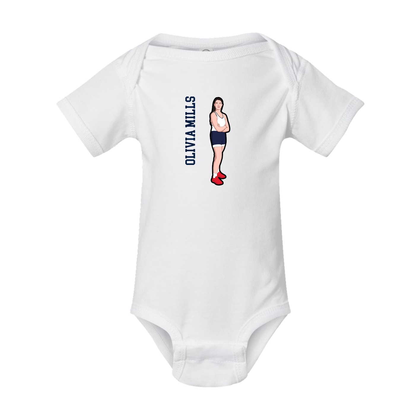 Baby Onesie — Name Vertical in White