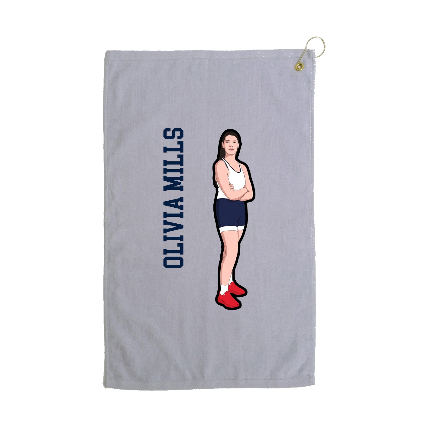 Golf Towel — Name Vertical in Grey