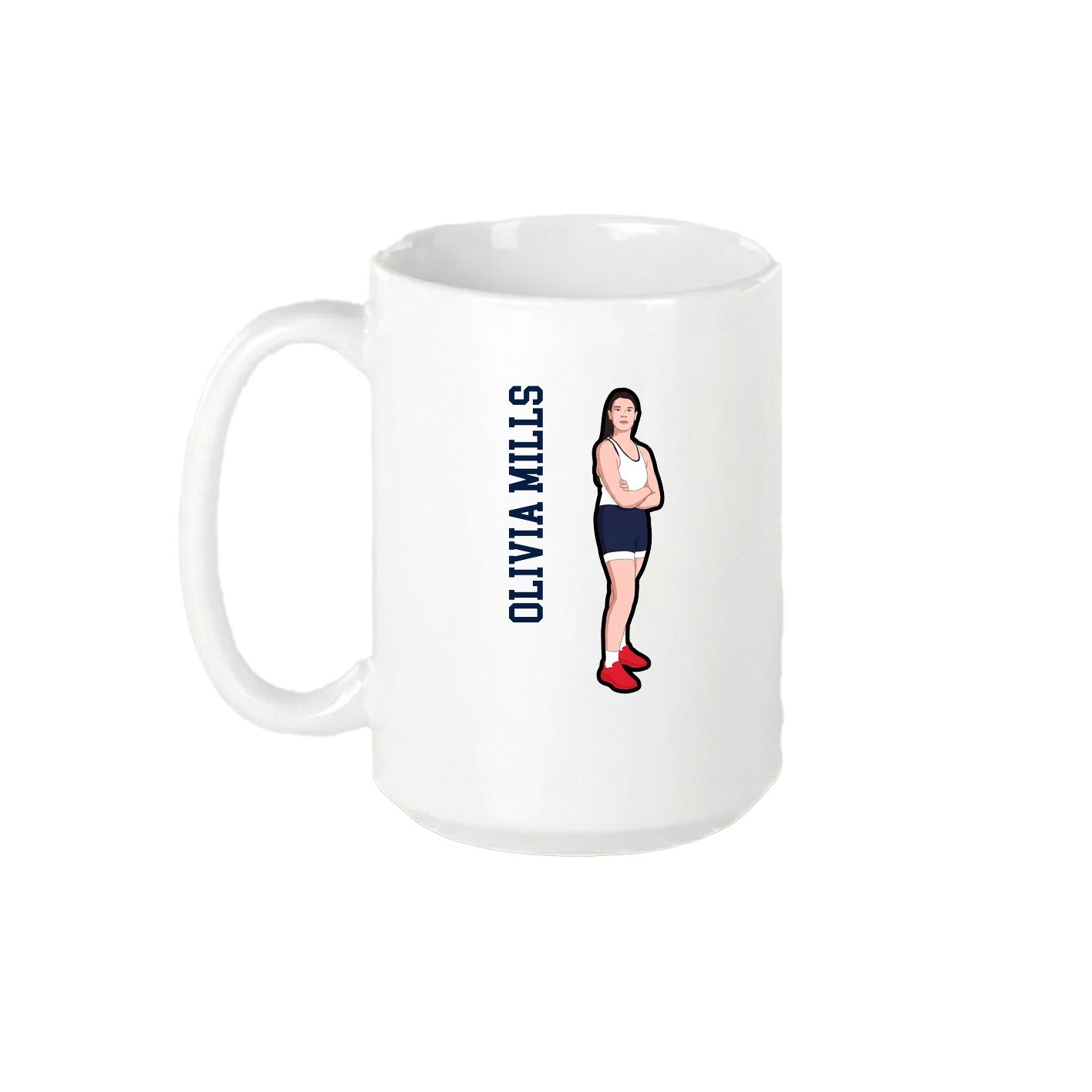 15oz Coffee Mug — Name Vertical in White