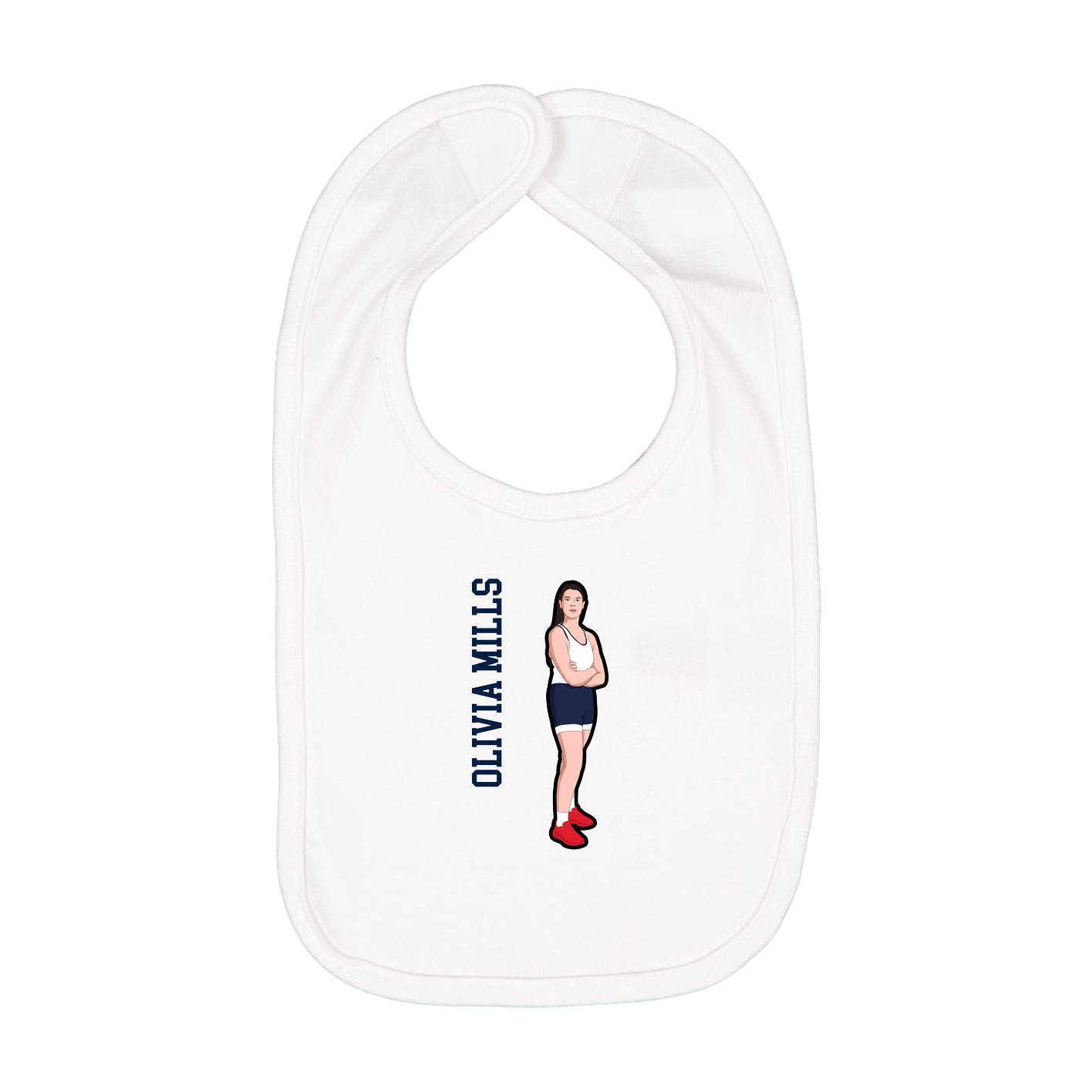 Infant Bib — Name Vertical in White