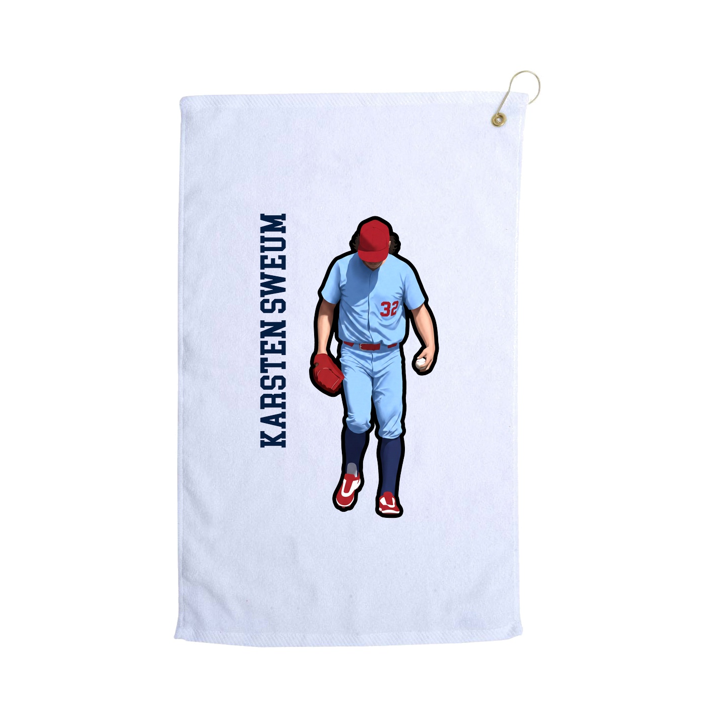 Golf Towel — Name Vertical in White
