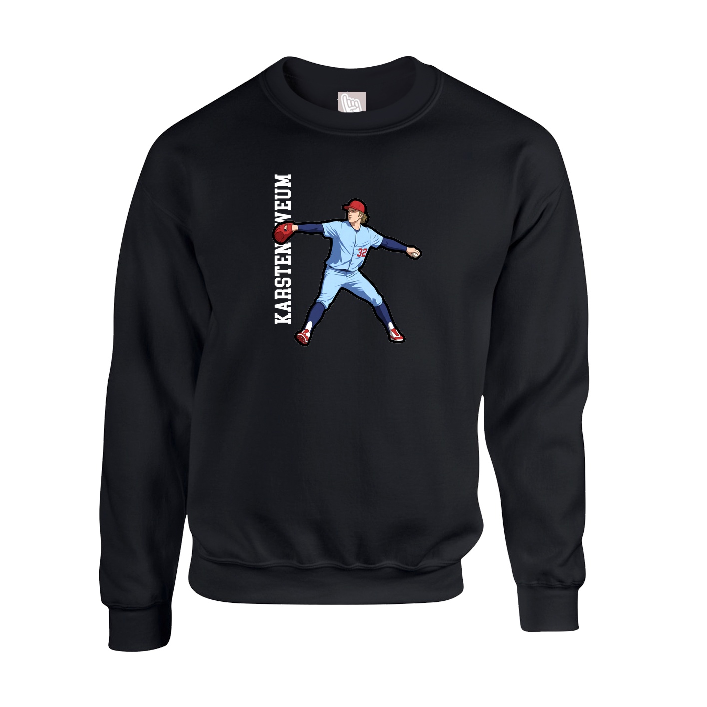 Fleece Crew — Name Vertical in Black