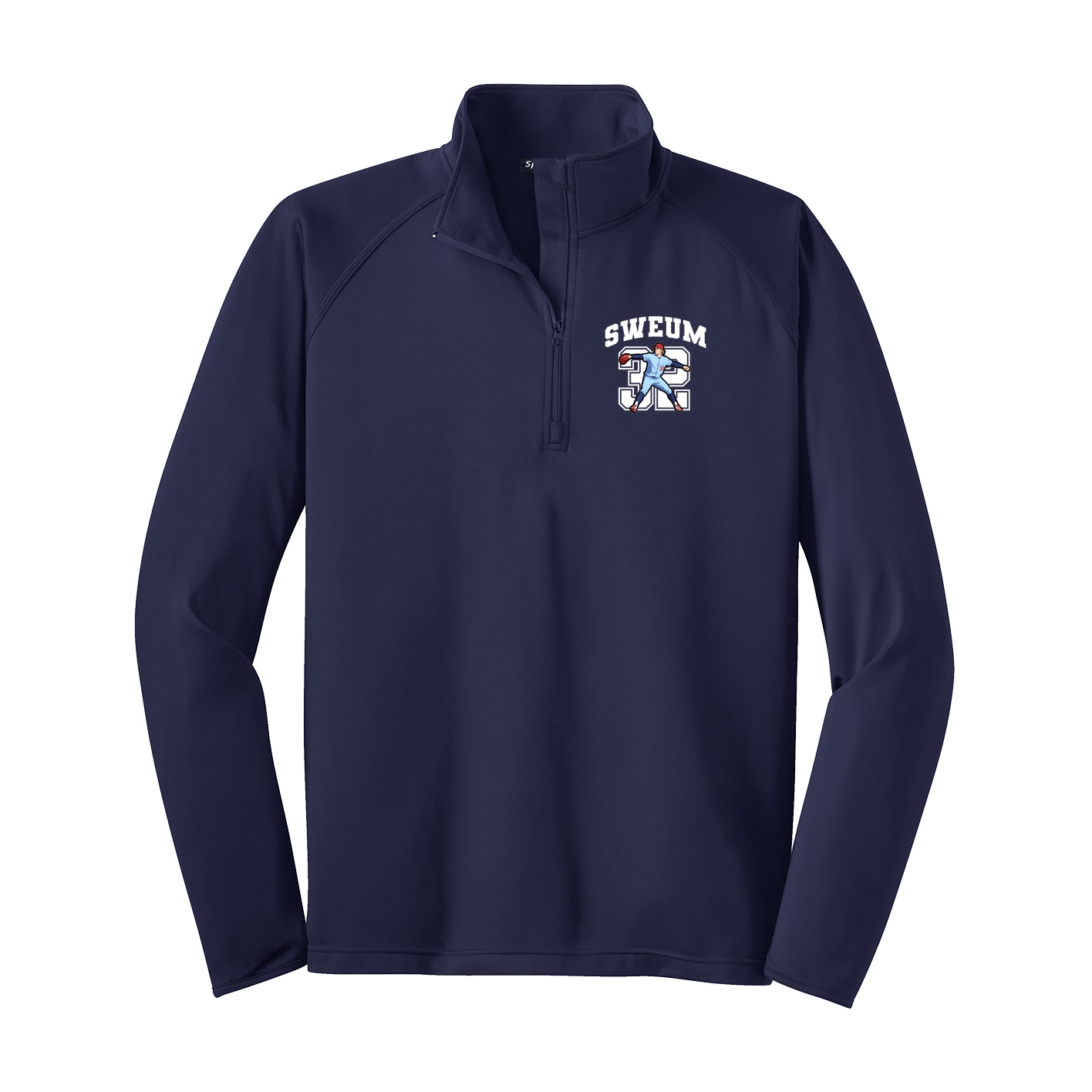 Q-Zip Pullover — Number in Navy