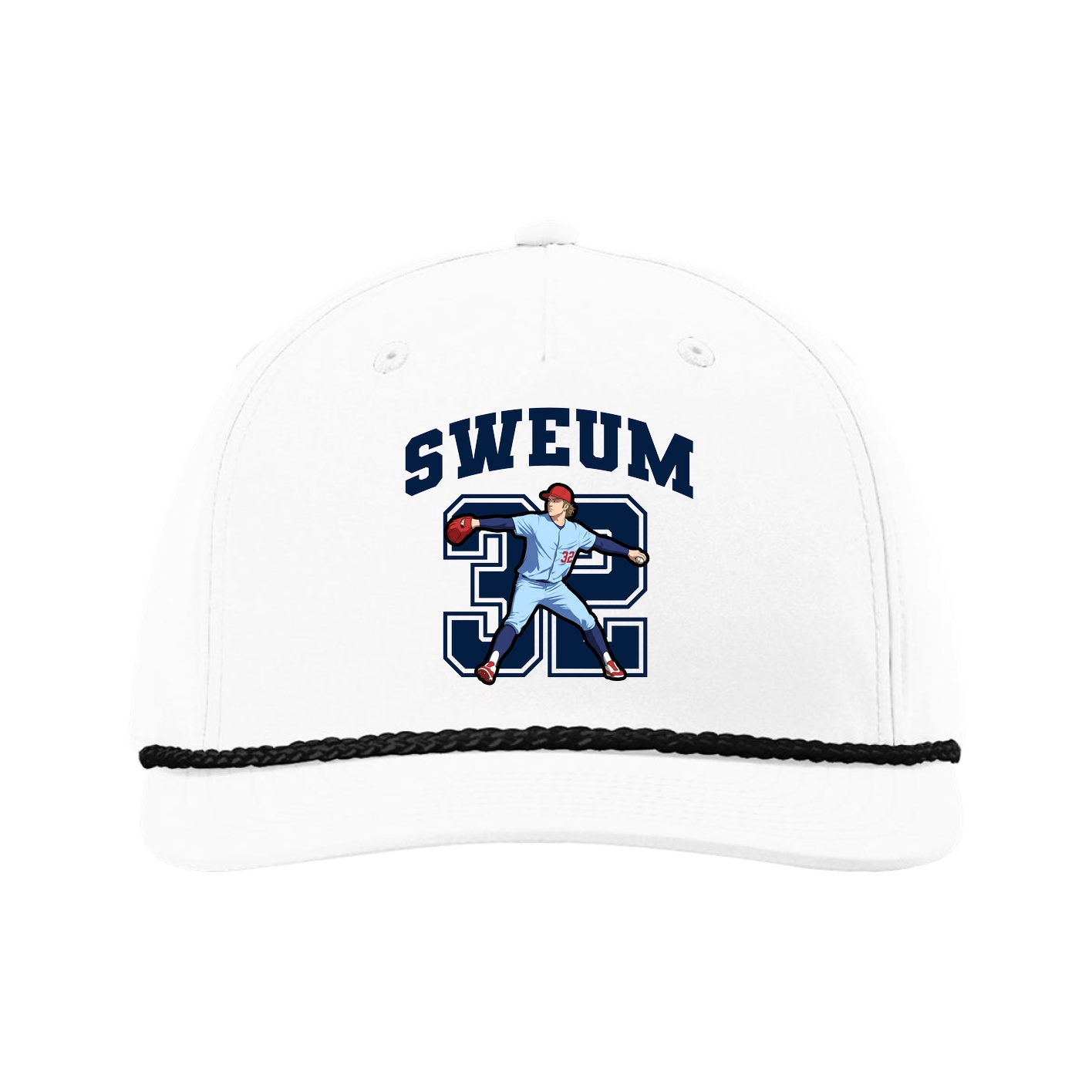 Five-Panel Classic Rope Cap — Number in White