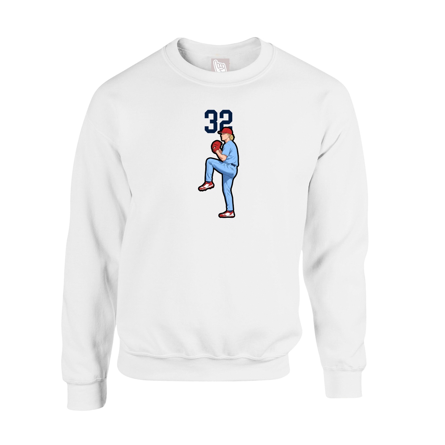 Fleece Crew — Number Top in White